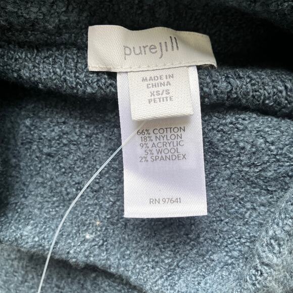 J Jill PureJill Sweater XS/S Blue Pullover Mock Neck Open Sided Oversized NWT - Picture 10 of 12